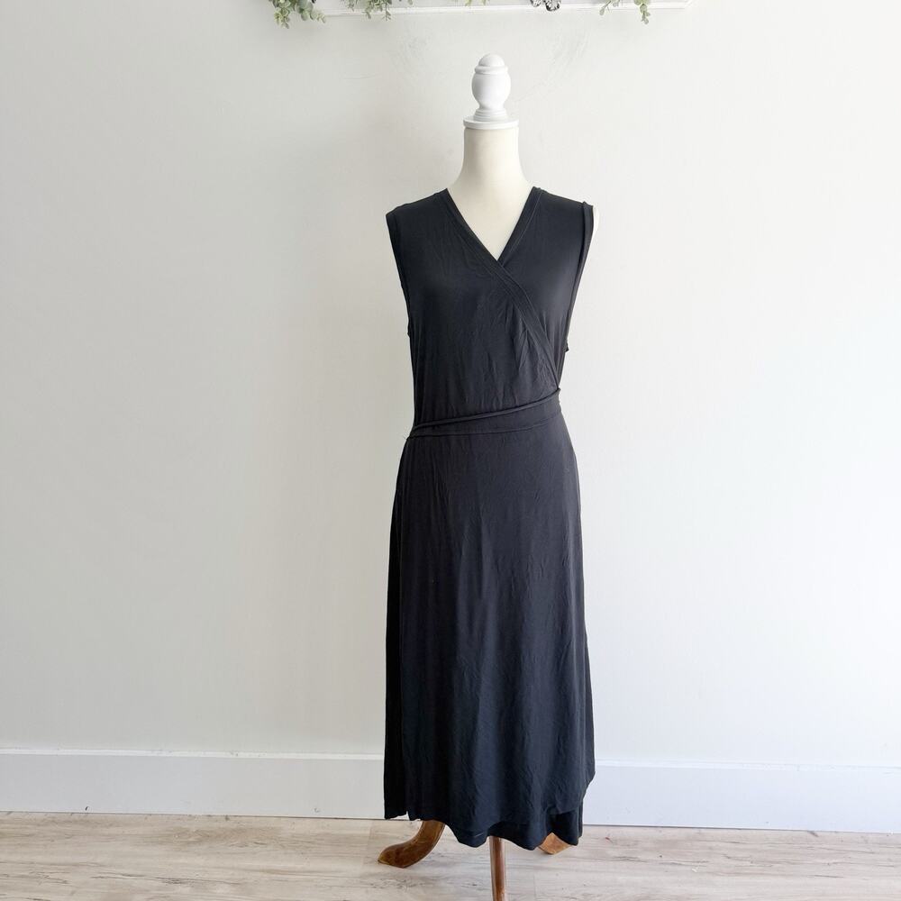 Women’s Prana Midi Wrap Dress XL Black Stretchy VV5894